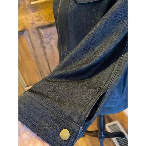 Ruby Rd. Jacket Womens Light Denim Size 14 P Embellished Neckline Zipper Front - Picture 6 of 12